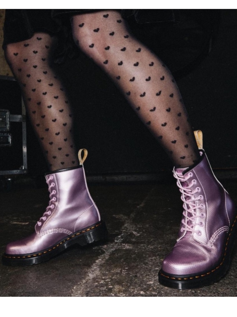 Dr. Martens 1460 Vegan Lavender Pink Metallic Combat Boots Women Size 5